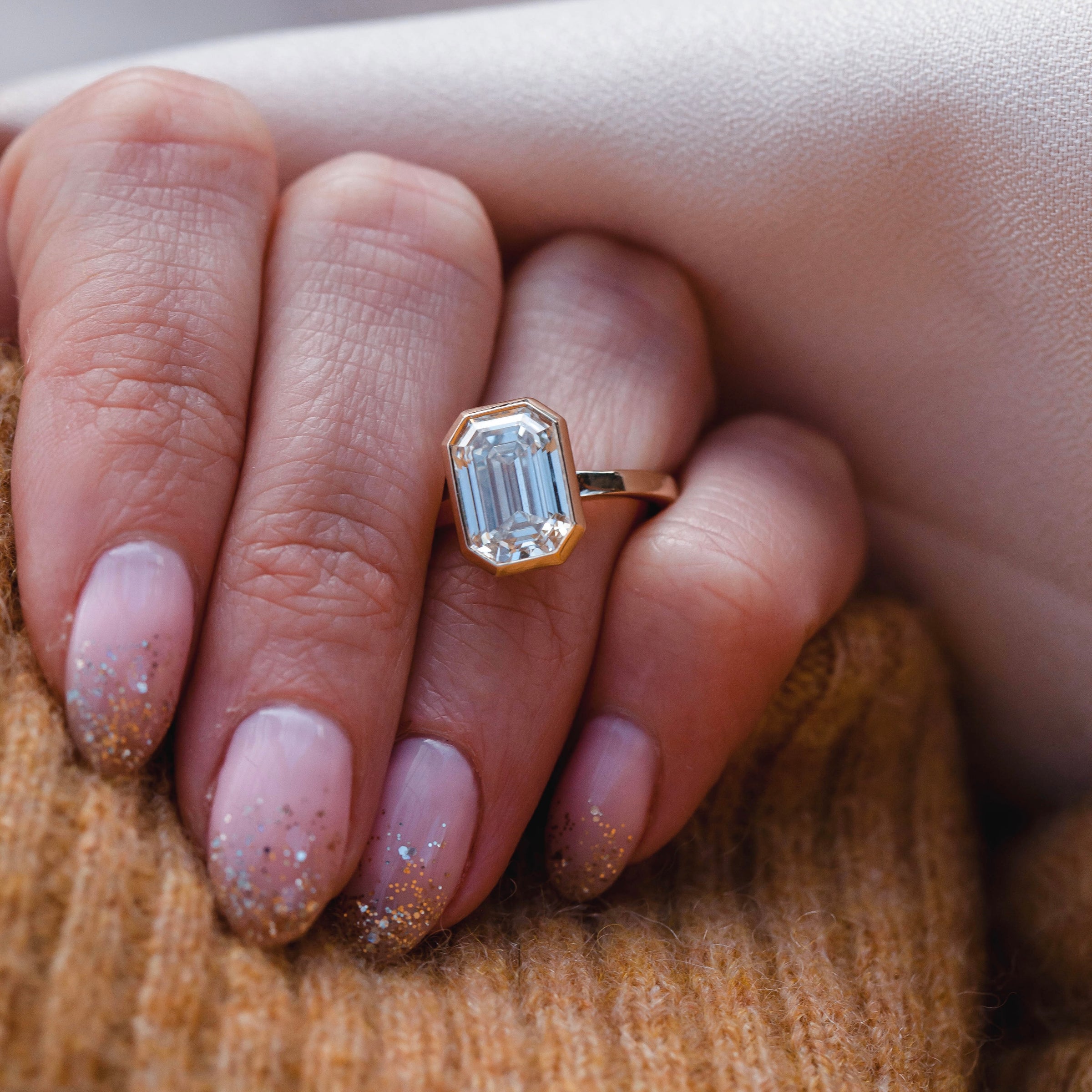 Bezel Set Emerald Cut Diamond Ring – Luz Made Jewelry